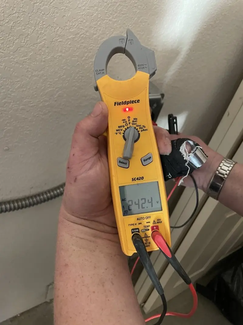 Voltage testing with clamp meter during Circuit Breaker Repair in Leonardtown